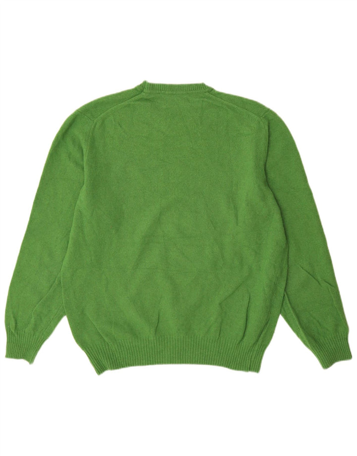 Zara Suéter masculino com gola redonda XL lã verde