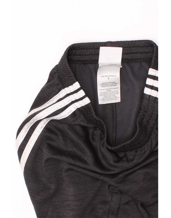 Adidas meninos calças de treino joggers 5-6 anos poliéster manchado cinza