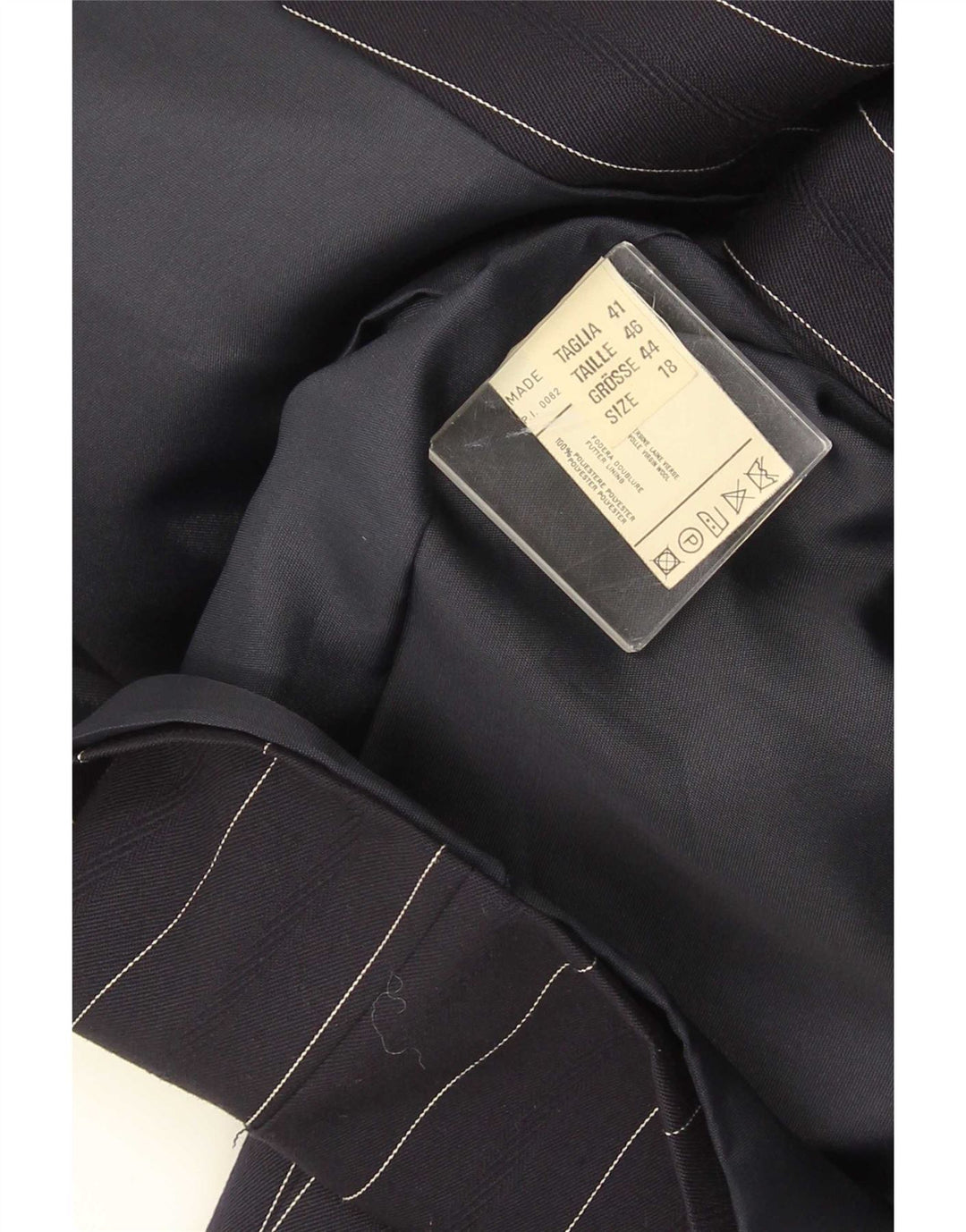 ELENA MIRO Jaqueta blazer feminina de 2 botões Reino Unido 18 XL lã listrada azul marinho