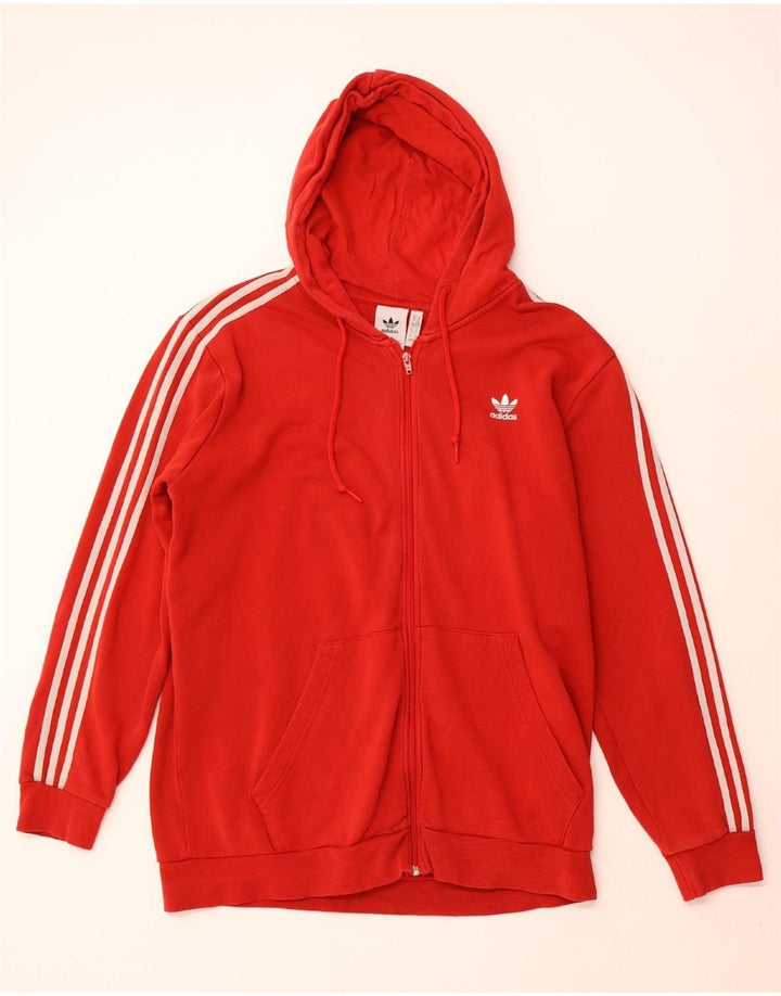 ADIDAS Mens Zip Hoodie Sweater XL Vermelho Algodão