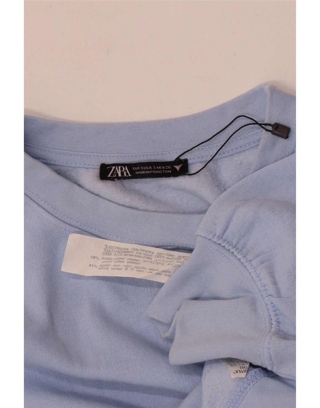 Zara Womens Crop Oversized Sweatshirt Jumper Reino Unido 10 Pequeno Azul Poliéster