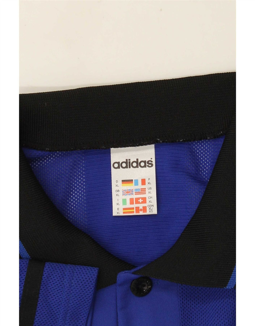 Adidas Mens Polo Shirt XL Azul Listrado Poliéster
