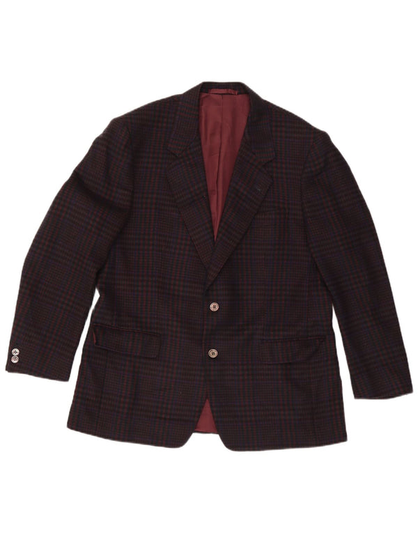 Jaqueta blazer masculina vintage de 2 botões Reino Unido 38 lã xadrez marrom médio