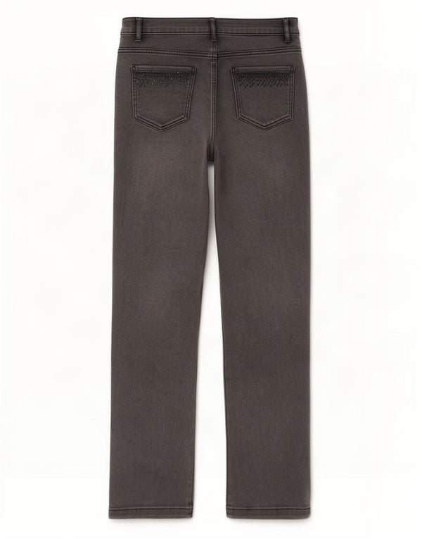 Jeans retos femininos Marks & Spencer Reino Unido 12 médio W30 L29 algodão cinza