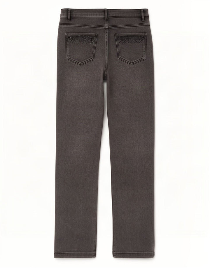 Jeans retos femininos Marks & Spencer Reino Unido 12 médio W30 L29 algodão cinza
