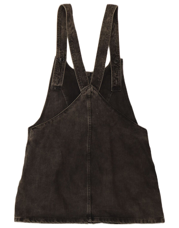 Vestido feminino Zara Trafaluc Mini Denim Dungaree Reino Unido 12 algodão preto médio