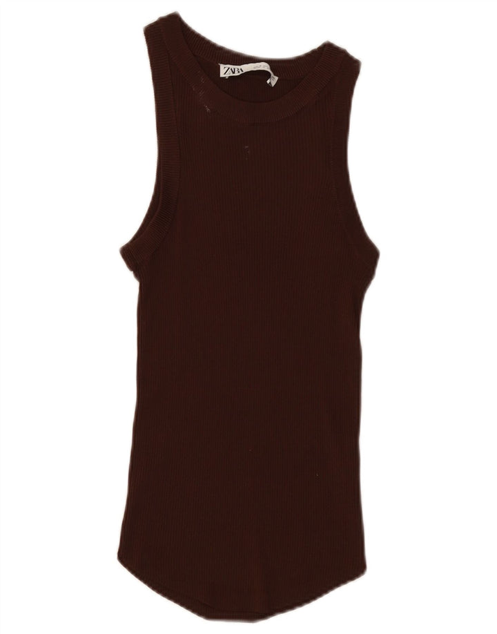 Colete feminino Zara UK 8 pequeno viscose marrom