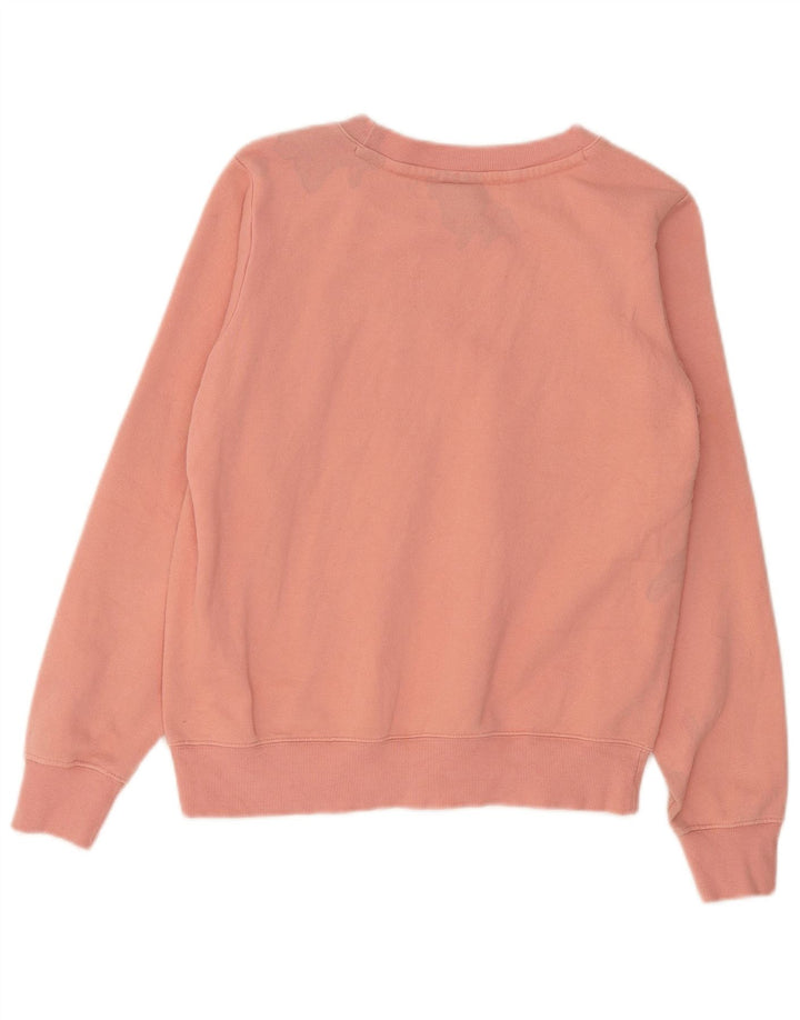 Champion feminino gráfico moletom jumper UK 14 médio algodão rosa