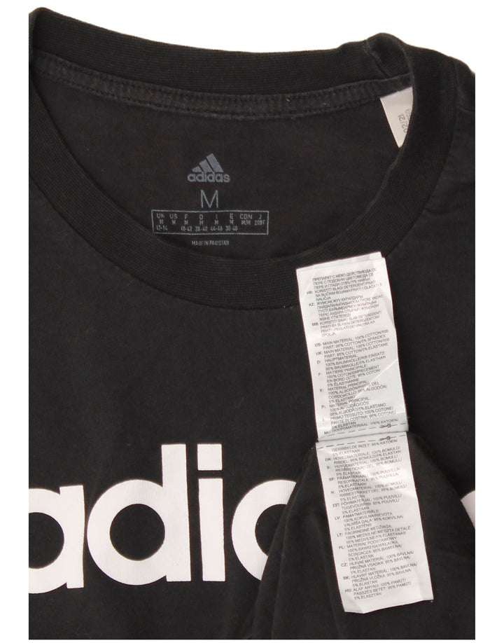 Camiseta feminina ADIDAS com estampa gráfica UK 12/14 médio algodão preto