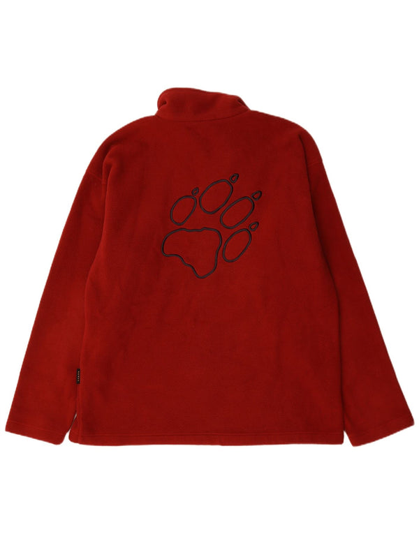 Jack Wolfskin Suéter masculino de lã com gola e zíper gráfico Reino Unido 44/46 XL Borgonha