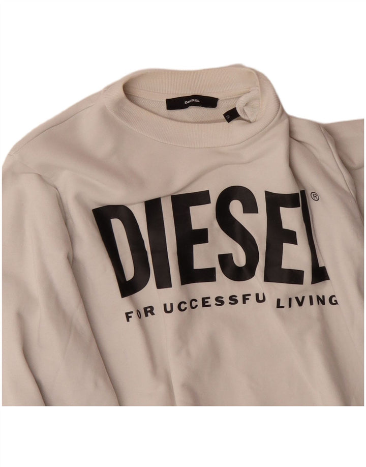 DIESEL moletom gráfico masculino jumper pequeno algodão branco