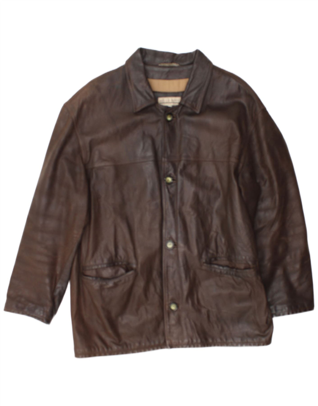 Casaco de couro masculino vintage Reino Unido 38 couro marrom médio