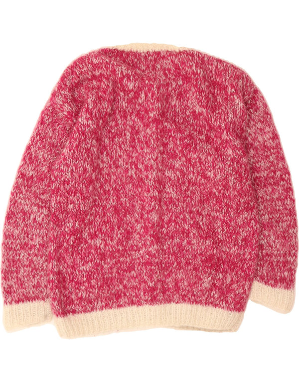 Suéter cardigã feminino MAGLIERIA Reino Unido 18 XL rosa Argyle/Diamante