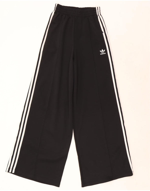 Calças de treino Adidas Womens Wide Leg UK 6 XS Poliéster Preto