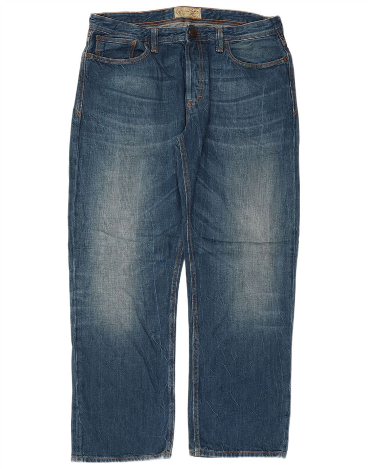 Calça jeans reta masculina FAT FACE W34 L28 algodão azul