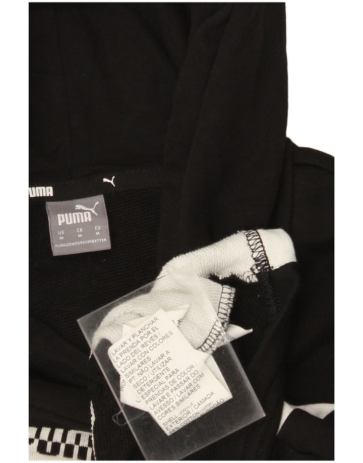 Suéter PUMA feminino oversized crop com capuz UK 14 médio preto colorblock