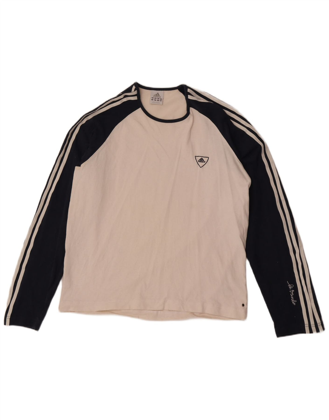 Adidas Mens Top Manga Longa XL Branco Colourblock Algodão