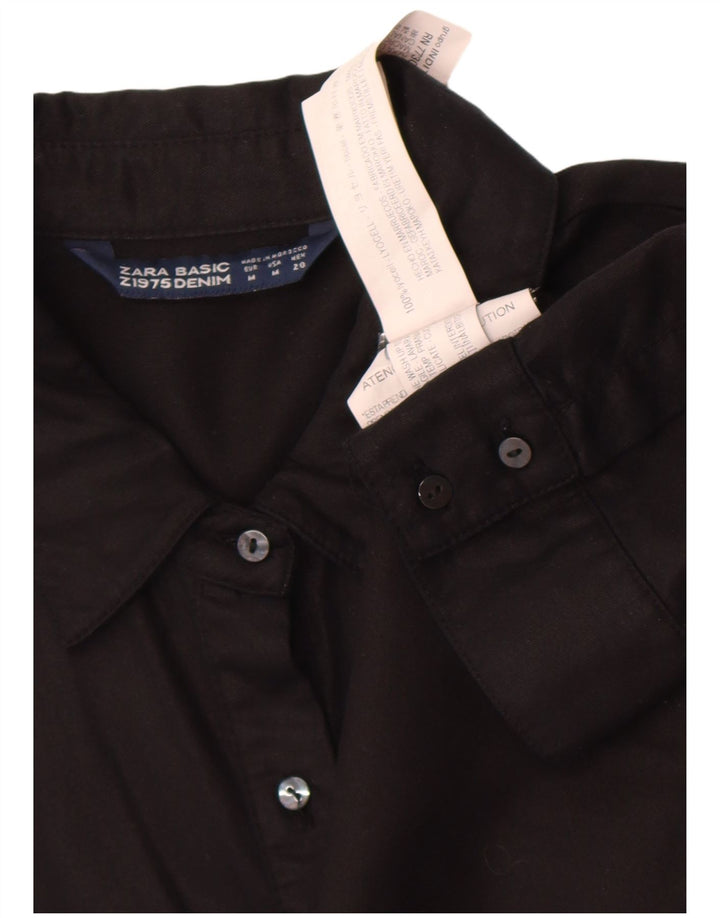Blusa Zara feminina Z1975 camisa Reino Unido 14 médio preto Lyocell