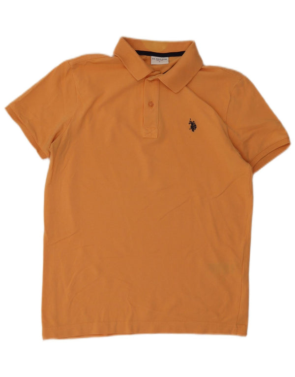 Camisa polo masculina US Polo Assn pequena laranja algodão