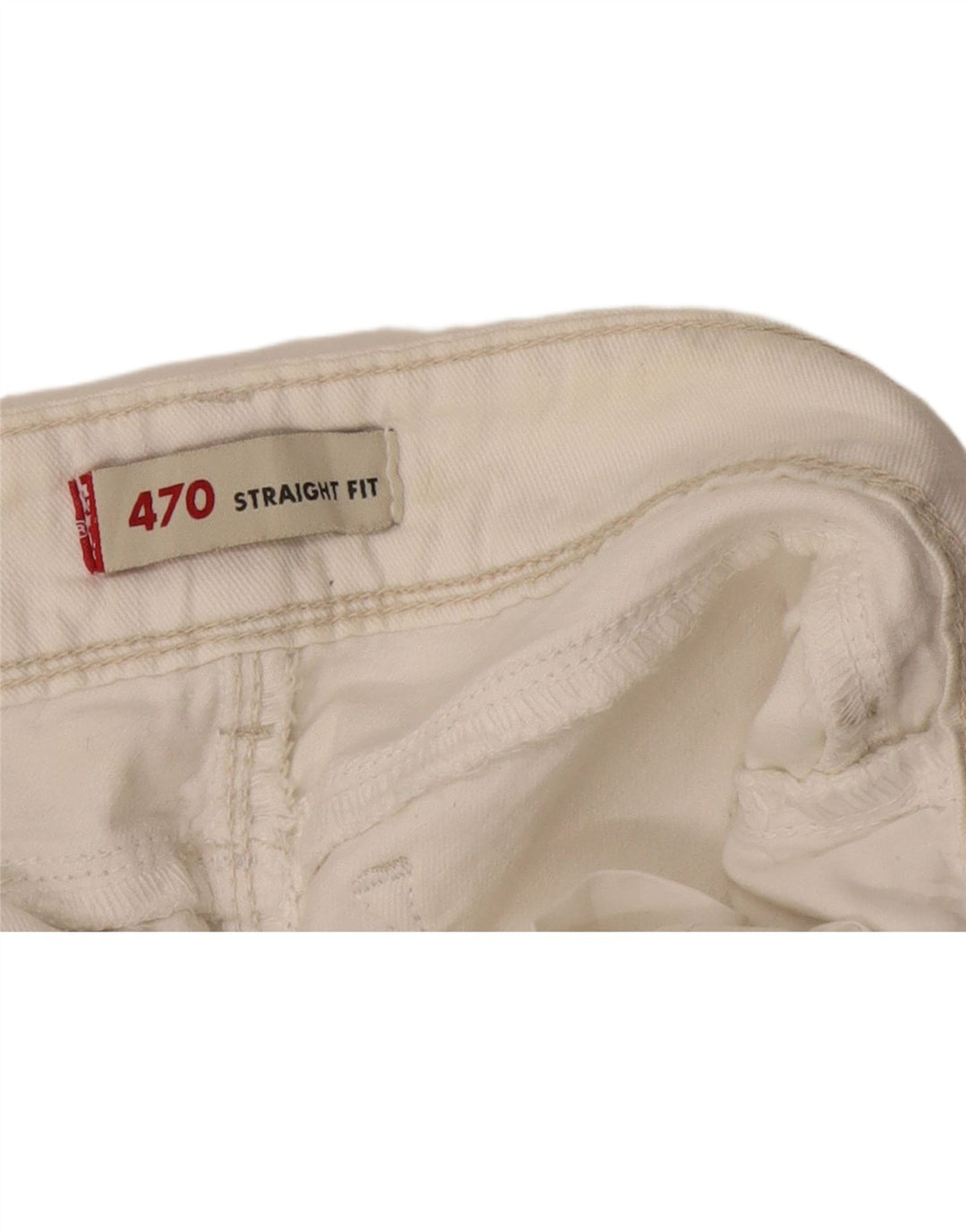 Calça jeans feminina Levi's 470 cintura baixa reta W32 L32 off white