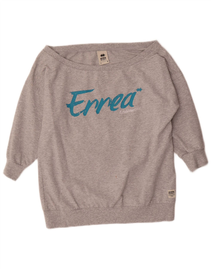 Suéter Errea feminino oversized com ombro de fora UK 10 pequeno cinza