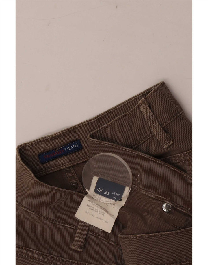 Trussardi Calça jeans reta masculina W32 L33 algodão marrom
