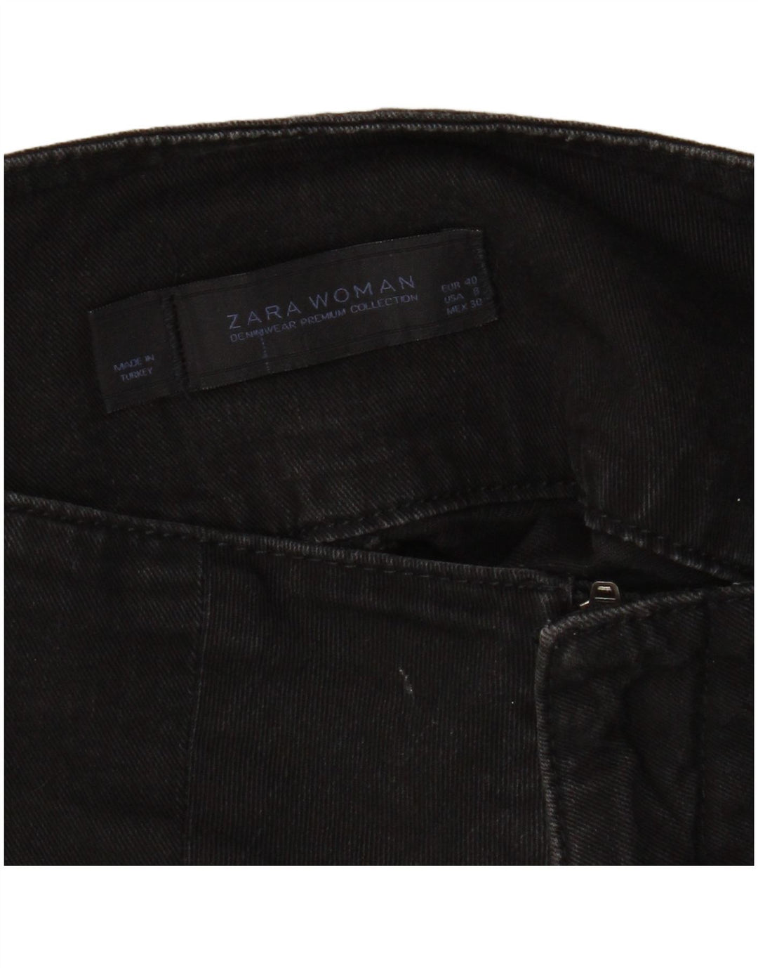 Mini saia jeans feminina Zara EU 40 médio W30 algodão preto