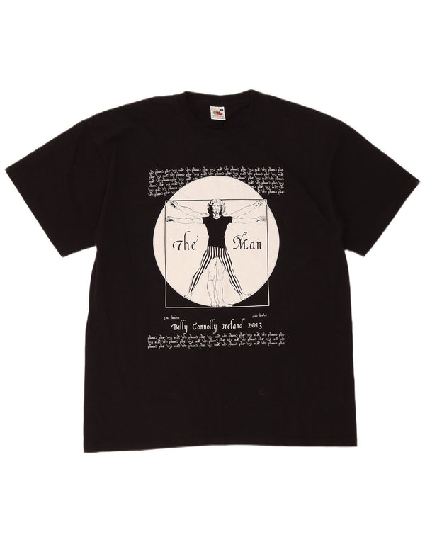 Camiseta gráfica masculina Fruit Of The Loom Top grande de algodão preto