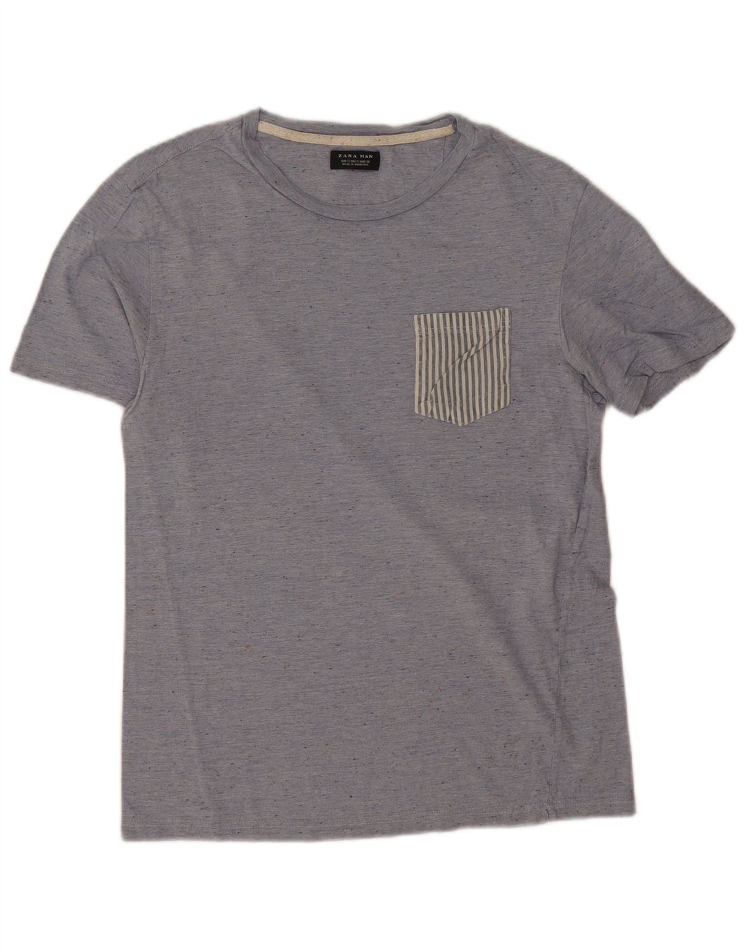 Camiseta masculina Zara Top pequeno azul manchado