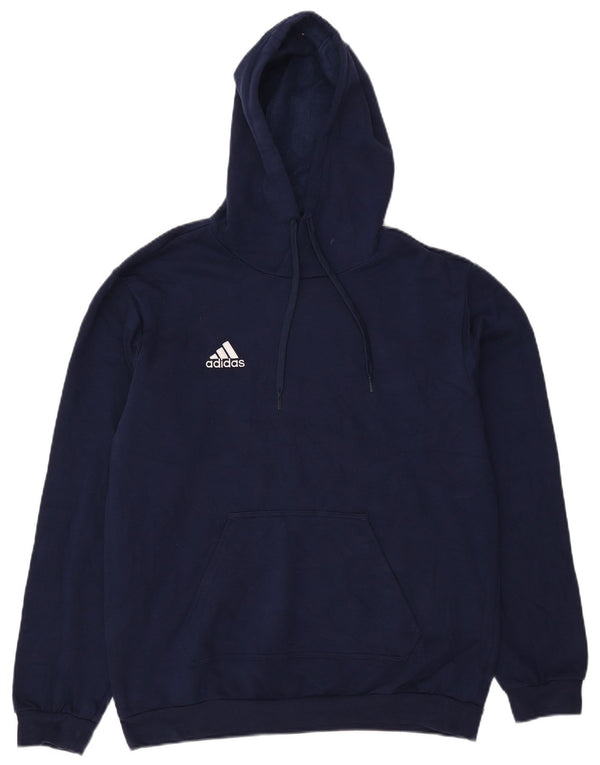 Adidas Mens Hoodie Jumper Médio Azul Marinho Algodão