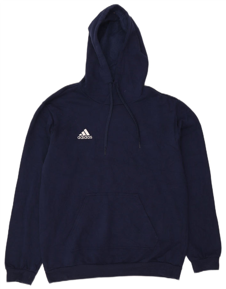 Adidas Mens Hoodie Jumper Médio Azul Marinho Algodão