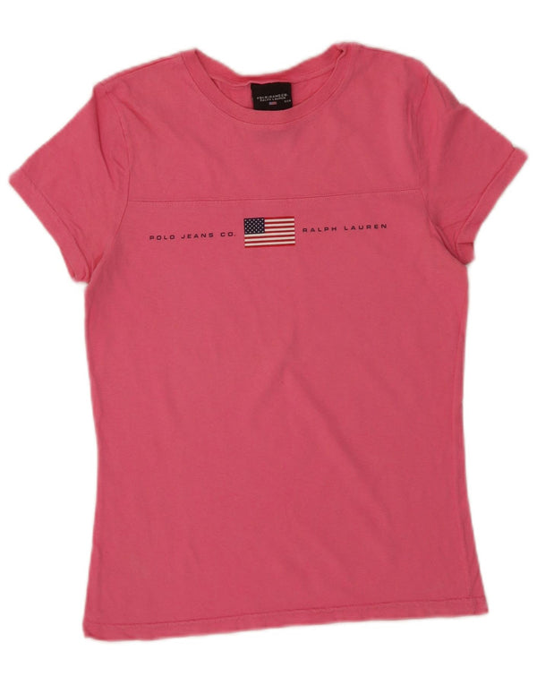 Camiseta feminina Polo Ralph Lauren com estampa gráfica, 10 algodão rosa pequeno