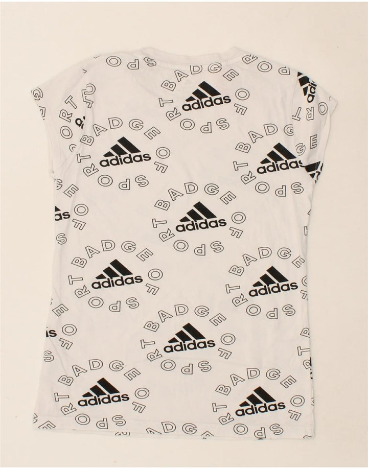 ADIDAS Girls Graphic T-Shirt Top 13-14 Years White Cotton Vintage Adidas and Second-Hand Adidas from Messina Hembry 