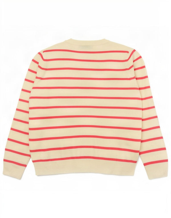 Suéter feminino Marks & Spencer com decote em V Reino Unido 14 listrado rosa médio