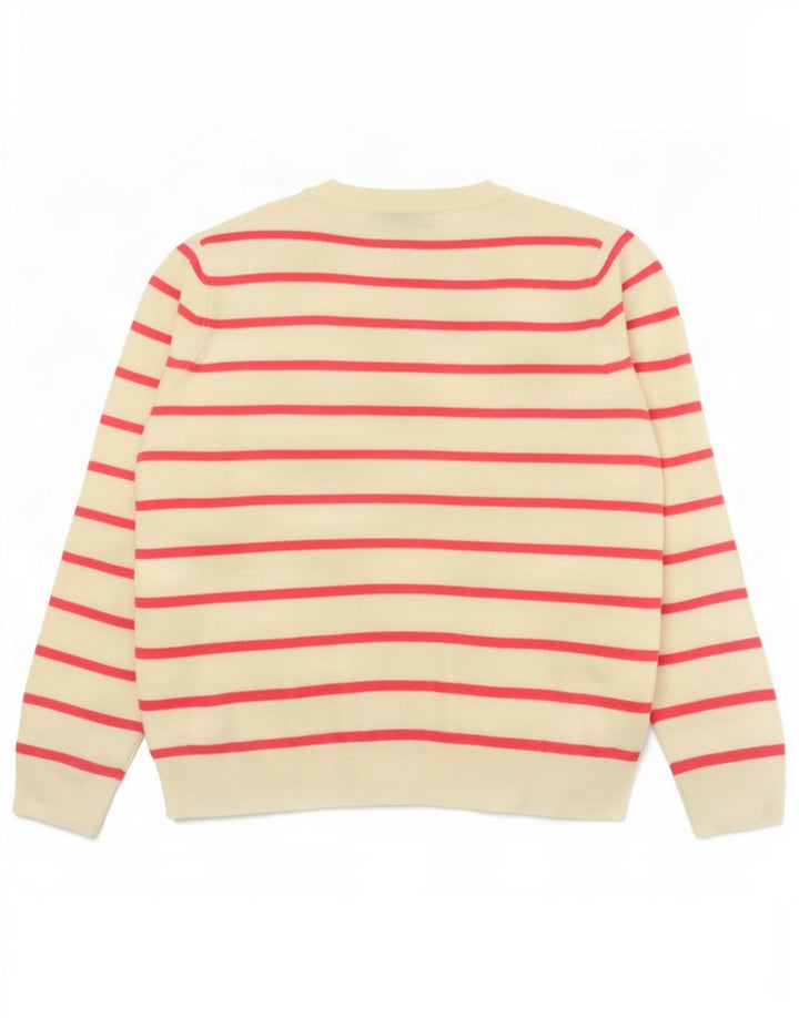 Suéter feminino Marks & Spencer com decote em V Reino Unido 14 listrado rosa médio
