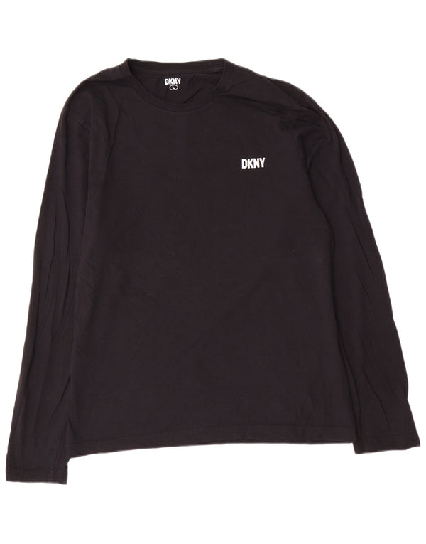 Dkny Top masculino de manga comprida grande algodão preto