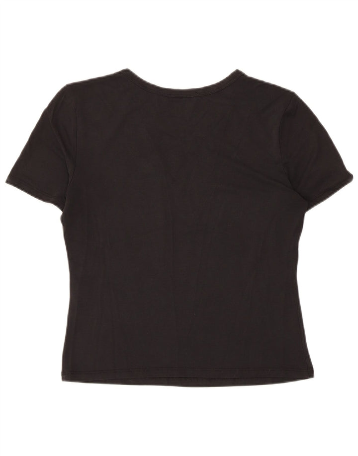 Camiseta feminina Zara Crop Top UK 12 Médio Preto Modal