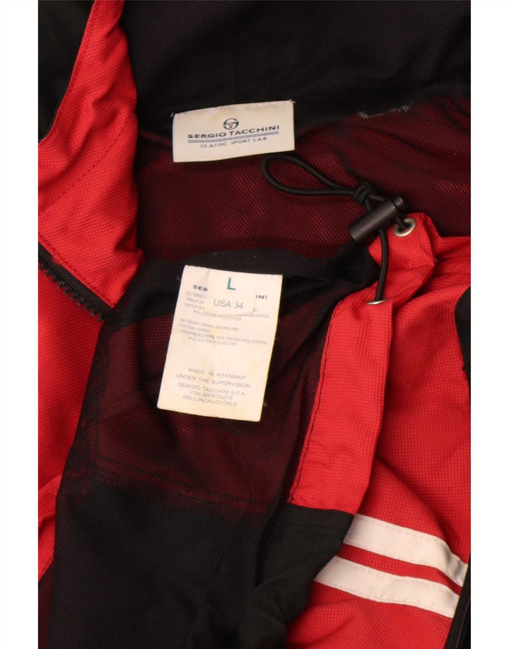 Sergio Tacchini Jaqueta masculina com capuz e moletom grande bloco colorido preto