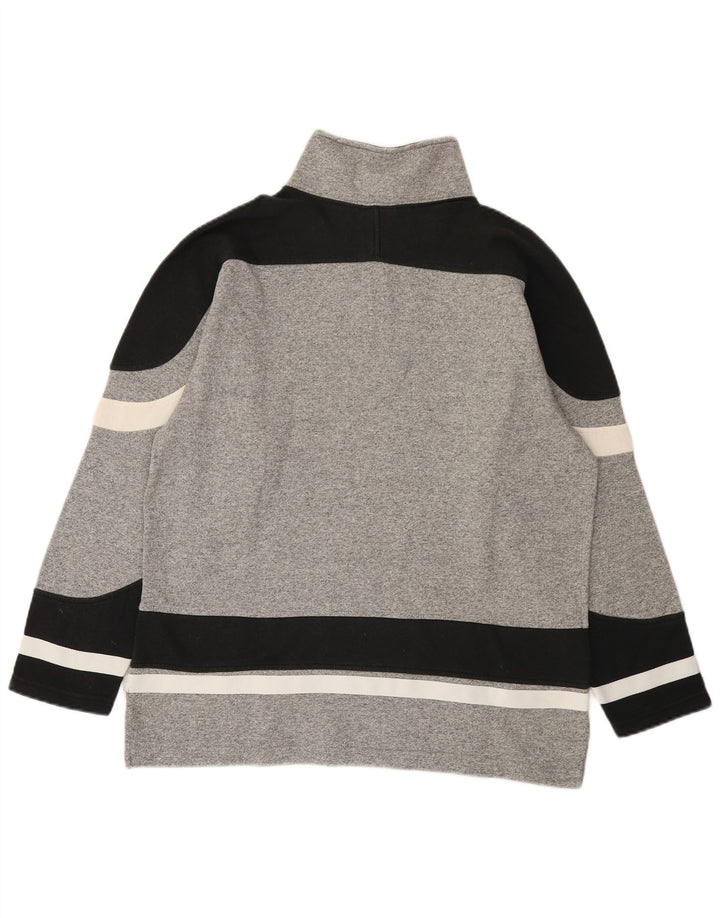 Moletom masculino Champion com gola e zíper, suéter pequeno cinza colorblock