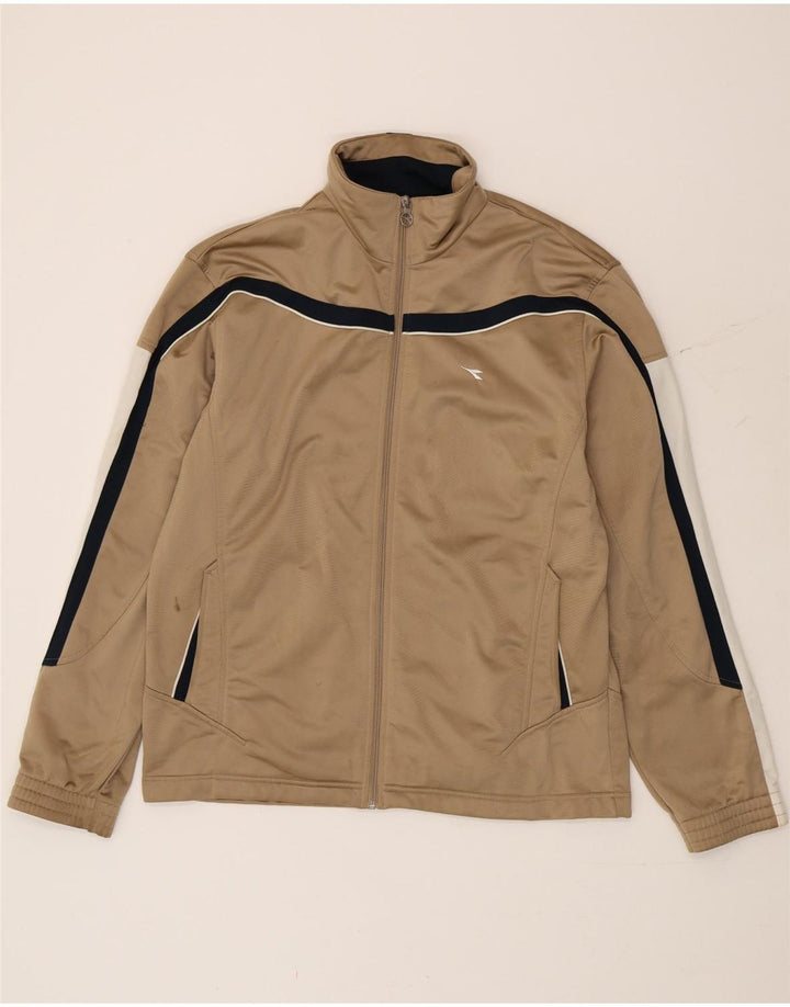 Diadora Mens Tracksuit Top Jacket UK 42 Grande Beige Colourblock Poliéster