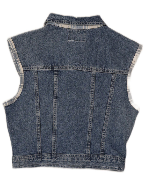 Colete feminino Squaw Crop Denim UK 12 algodão azul médio