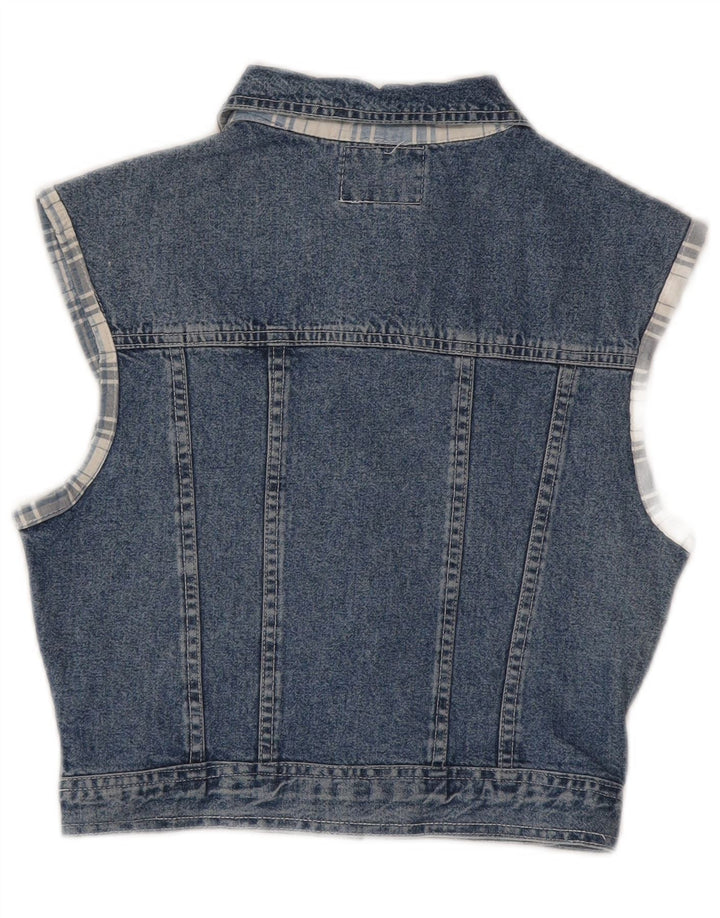 Colete feminino Squaw Crop Denim UK 12 algodão azul médio