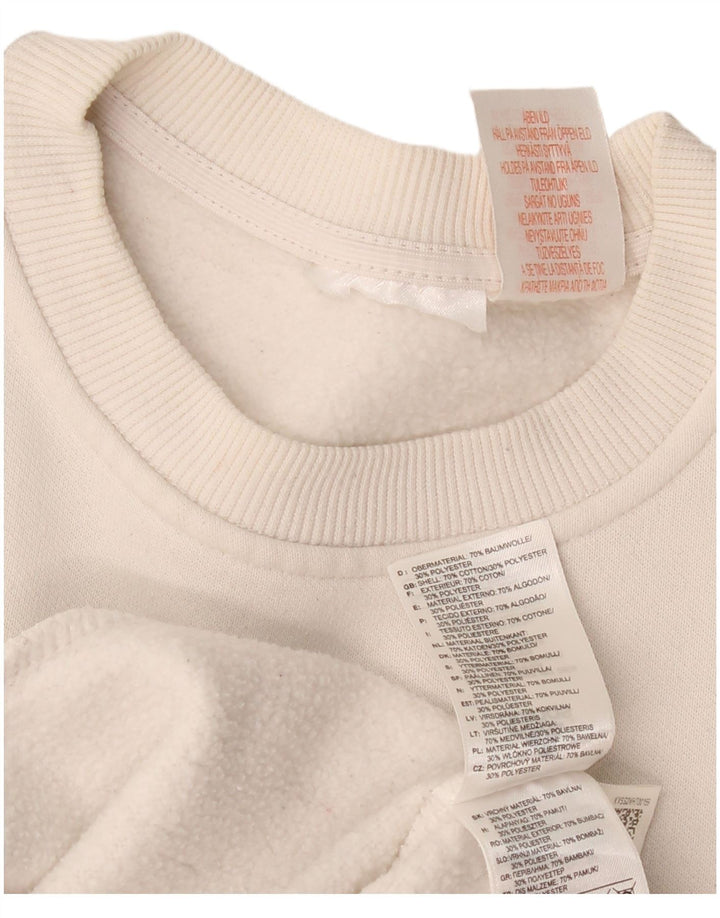 Adidas Womens Graphic Sweatshirt Jumper UK 14 Médio Algodão Branco