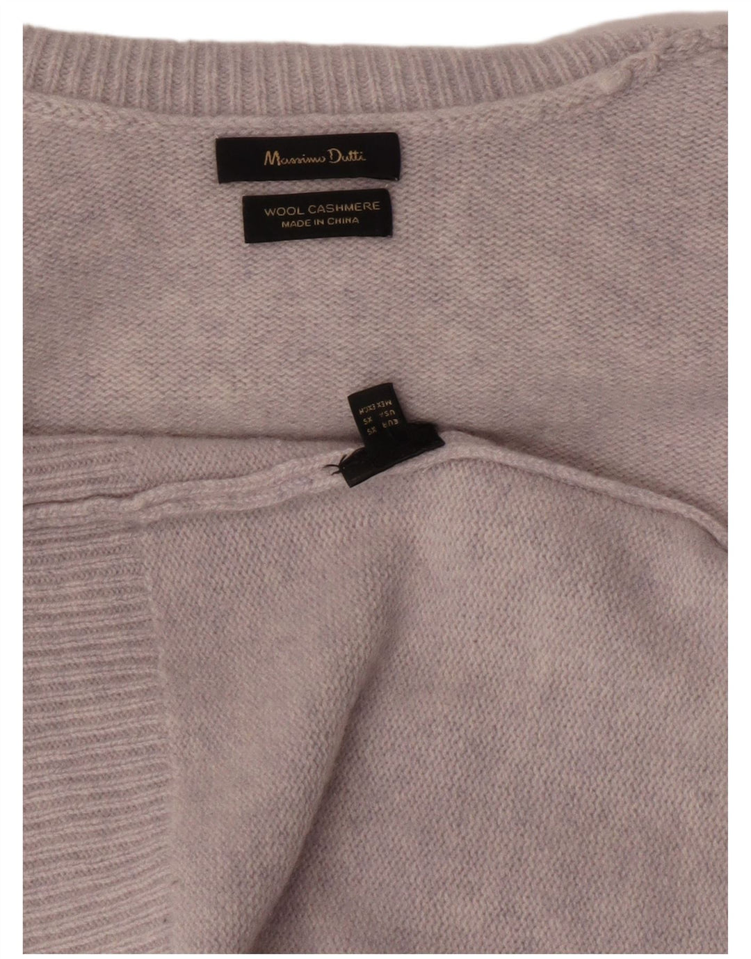Suéter feminino Massimo Dutti com gola redonda grande Reino Unido 6 XS lã cinza