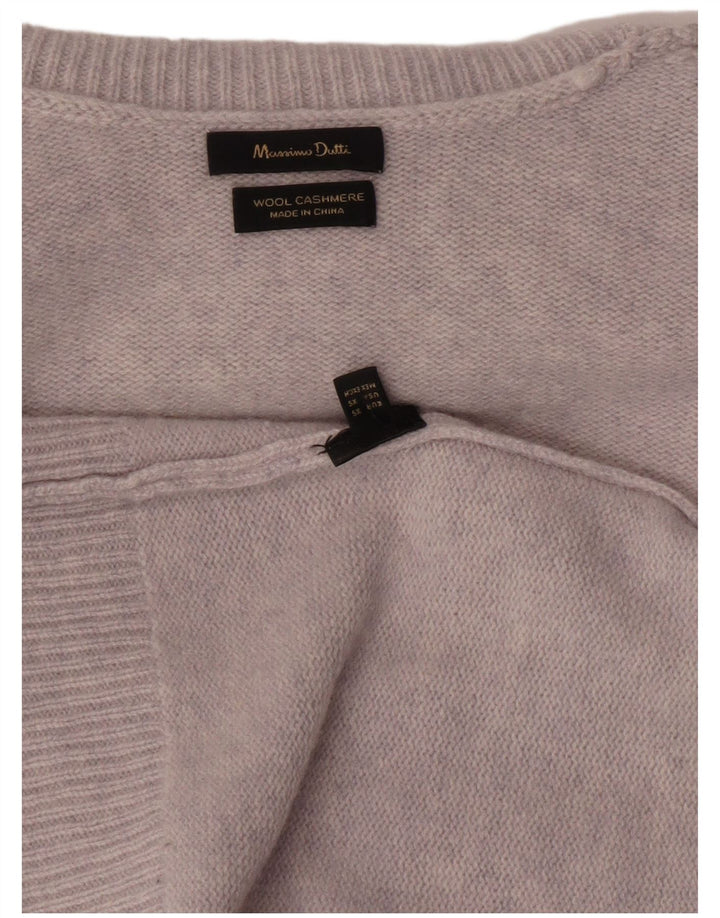 Suéter feminino Massimo Dutti com gola redonda grande Reino Unido 6 XS lã cinza
