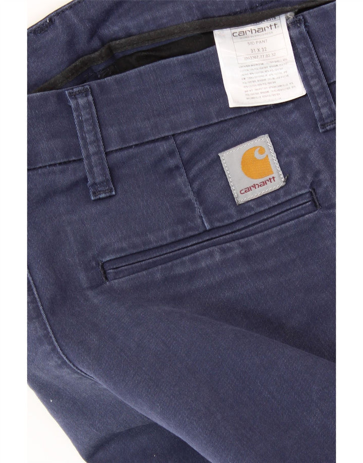 Calça chino feminina CARHARTT Sid Straight W31 L26 algodão azul marinho
