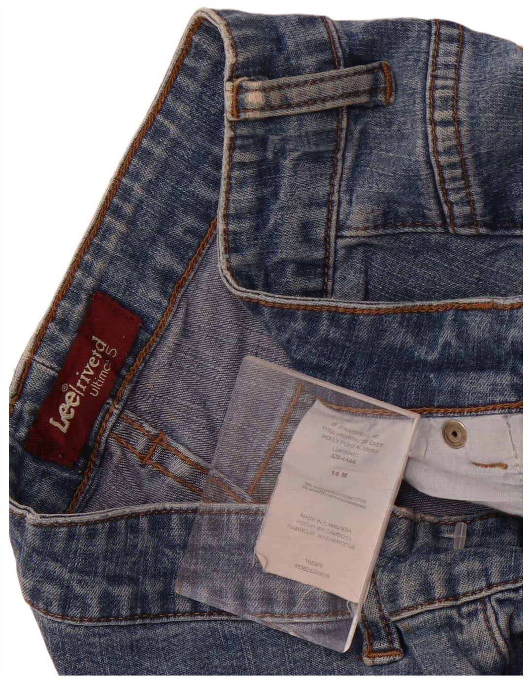 Calça jeans capri feminina Lee cintura alta US 14 grande W32 L22 algodão azul