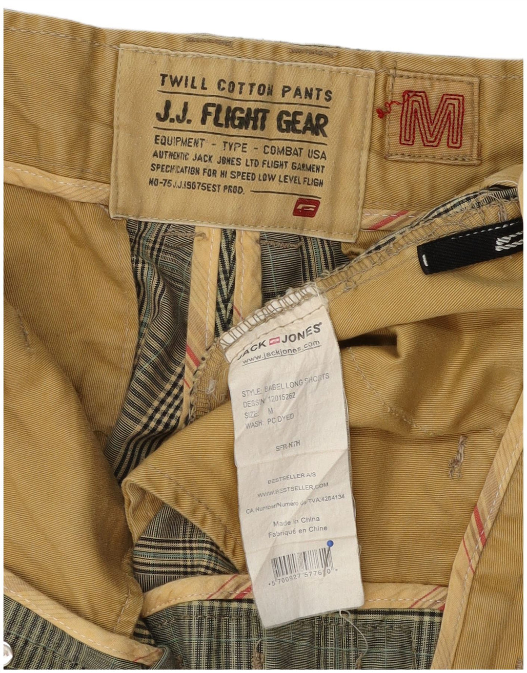 Shorts Chino masculino Jack & Jones médio W32 algodão xadrez cáqui