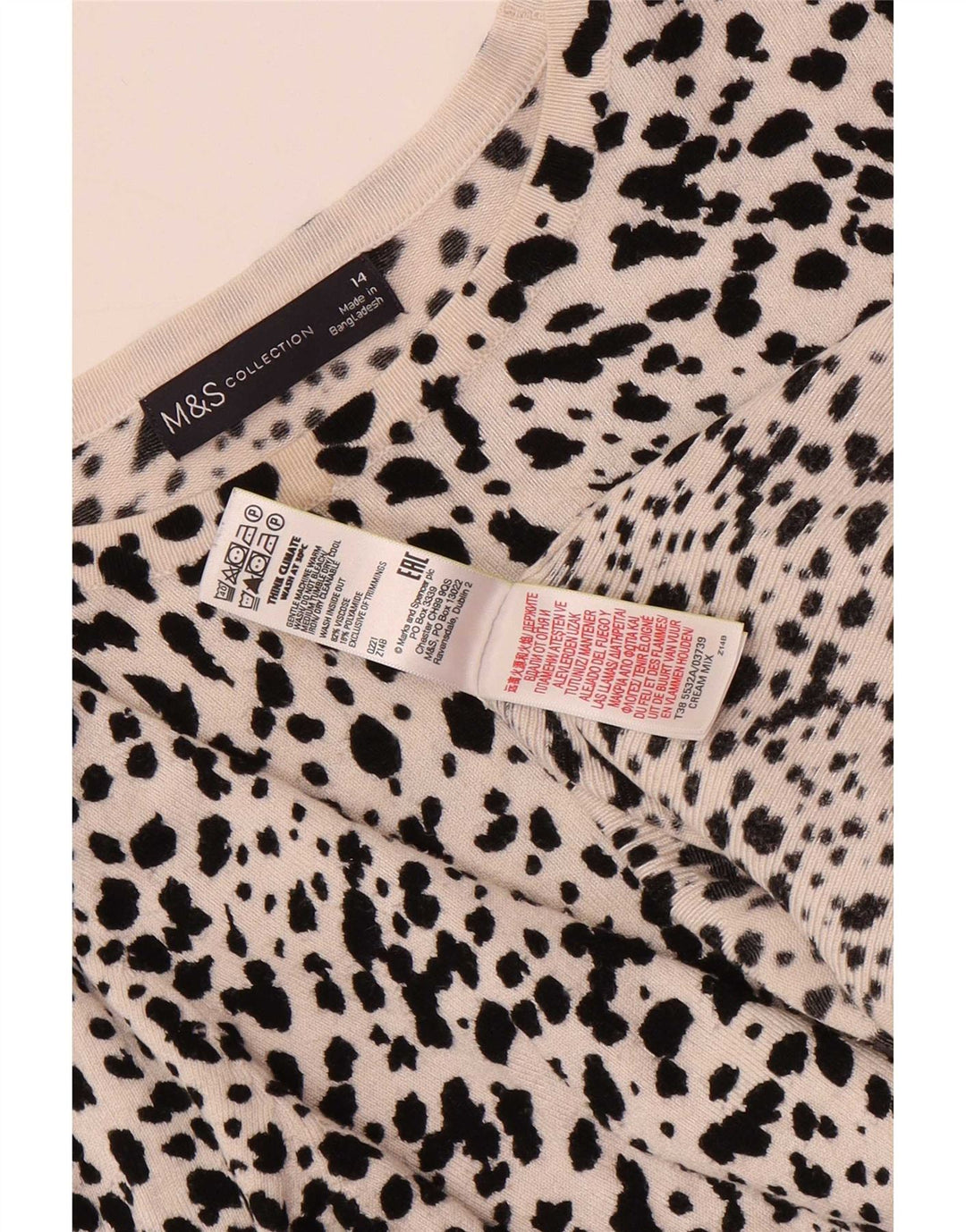 Suéter feminino Marks & Spencer com gola canoa Reino Unido 14 médio bege