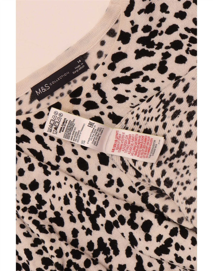 Suéter feminino Marks & Spencer com gola canoa Reino Unido 14 médio bege